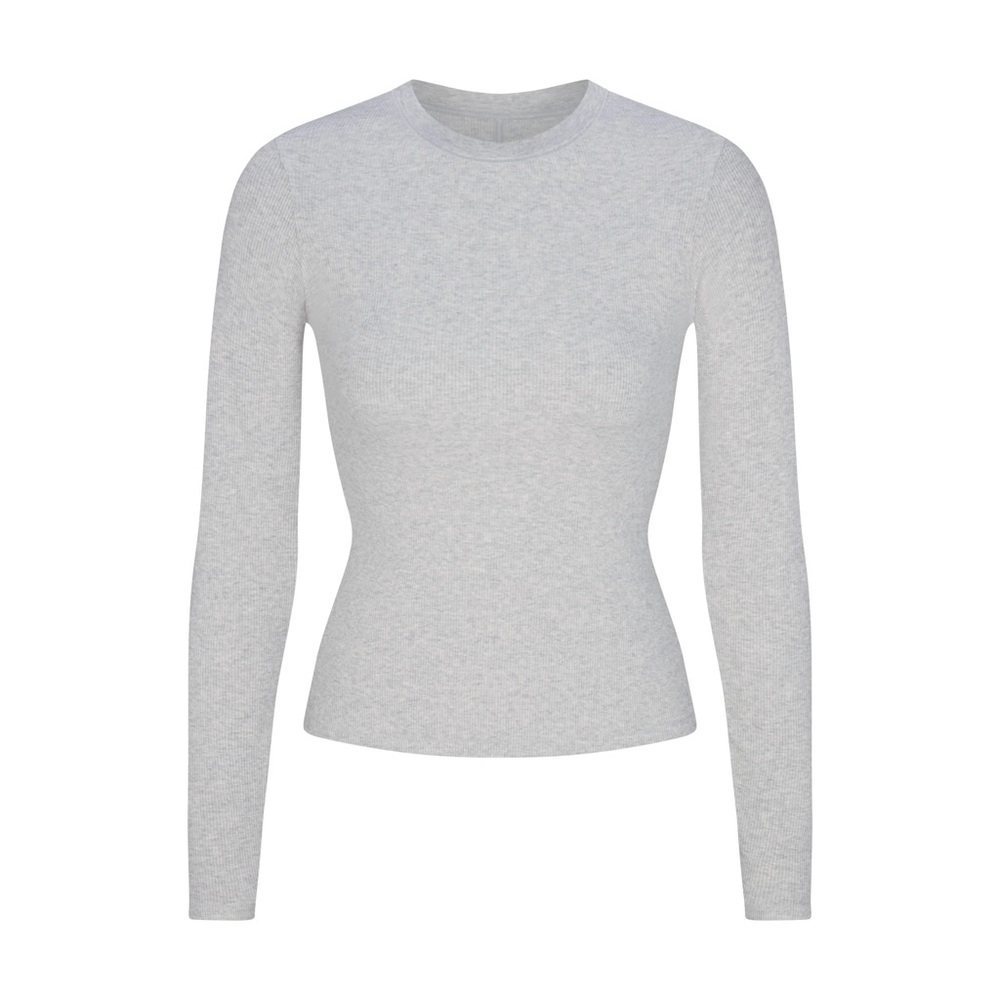 Skims heather grey cotton jersey long sleeve